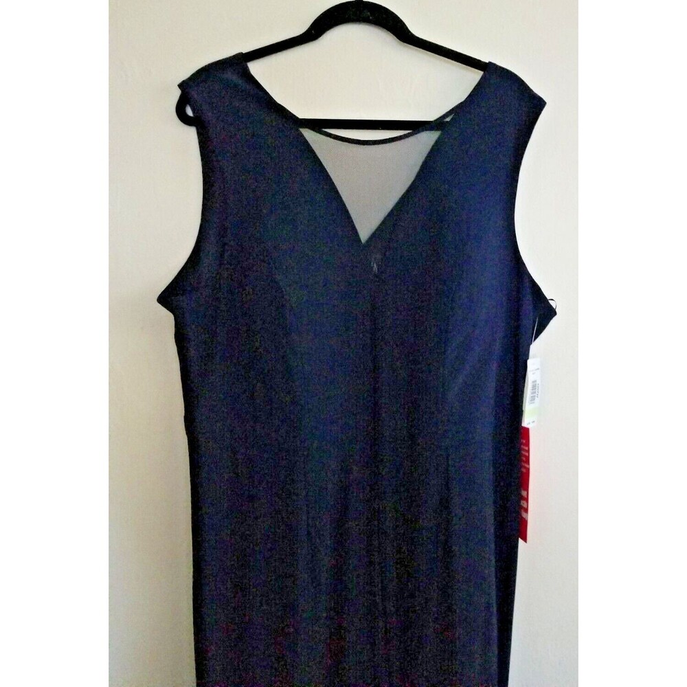 Nightway Women's Jumpsuit Navy Blue Illusions V-Neck Wide Leg New Plus Size 18W